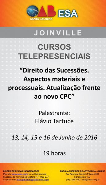 Palestra Telepresencial: Direito das Sucess�es. Aspectos materiais e processuais. Atualiza��o frente ao novo CPC.