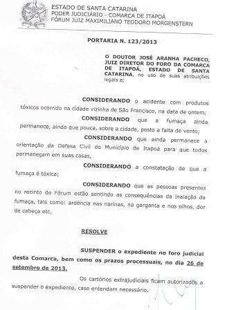 Suspenso o expediente forense em Itapo� na data de hoje