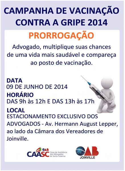 OAB Joinville em parceria com a CAASC, prorroga Campanha de Vacina��o