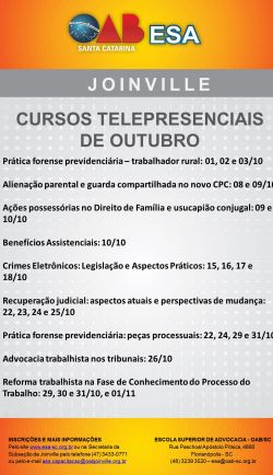 Cursos Telepresenciais de Outubro de 2018 