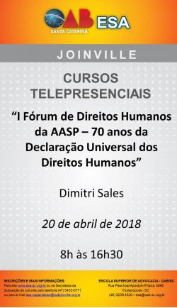 Curso telepresencial  de abril de 2018 - 1� f�rum de direitos humanos da AASP 