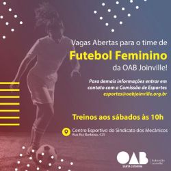 Vagas Abertas para o time de Futebol Feminino da OAB Joinville