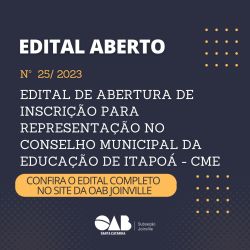 Edital aberto: Inscri��o para representa��o no Conselho Municipal da Educa��o de Itapo� - CME
