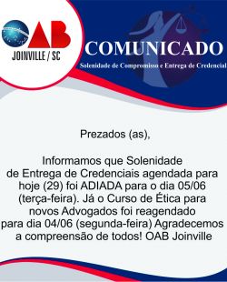 IMPORTANTE: Solenidade de Entrega de Credenciais 