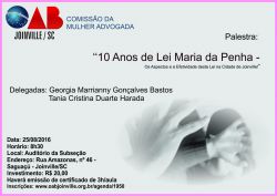 Palestra: 10 anos da Lei Maria da Penha 