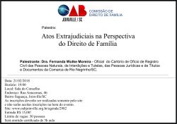 Palestra: Atos Extrajudiciais na Perspectiva do Direito de Fam�lia