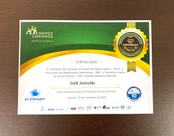OAB Joinville � certificada como empresa amiga do Programa Novos Caminhos