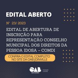 Edital aberto: Inscri��o para representa��o no Conselho Municipal dos Direitos da Pessoa Idosa - COMDI