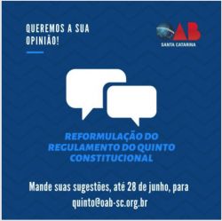 Quinto Constitucional: OAB/SC prorroga consulta online � advocacia catarinense