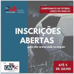 Campeonato Estadual de Futebol Su��o da OAB/SC est� com inscri��es abertas e quer reunir atletas de todas as Subse��es