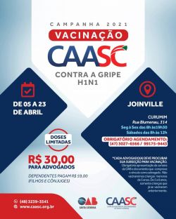 Campanha de Vacina��o contra gripe da CAASC come�a dia 05.04.2021