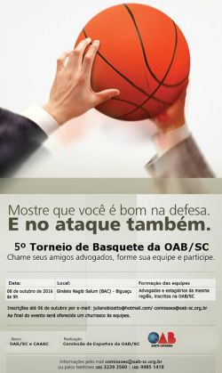 5� Torneio de Basquete da OAB/SC recebe inscri��es at� 6 de outubro