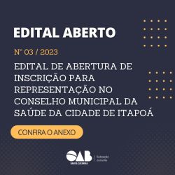 Edital aberto: inscri��o para representa��o no Conselho Municipal da Sa�de da Cidade de Itapo�