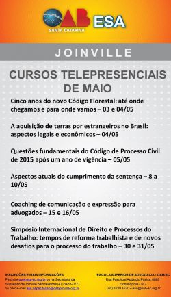 Cursos telepresenciais de maio de 2017 
