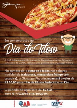OAB Subse��o Joinville junto a CAASC e Giuseppe Pizzaria far� comemora��o ao Dia do Idoso