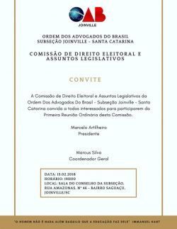 Convite: Reuni�o da Comiss�o de Direito Eleitoral e Assuntos Legislativos 