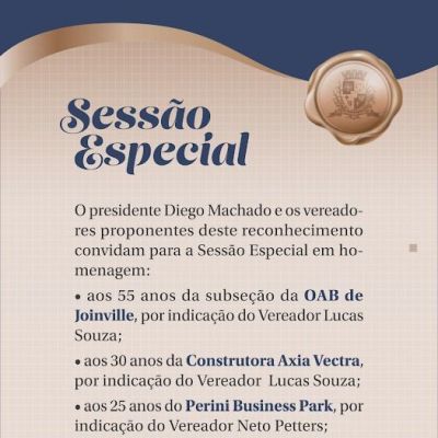 OAB Joinville ser� homenageada pelos seus 55 anos em Sess�o Especial