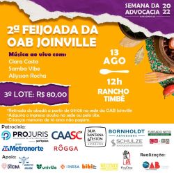 O 3� e �ltimo lote promocional para a 2� Feijoada da OAB Joinville j� est� dispon�vel