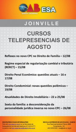 Cursos telepresenciais de agosto