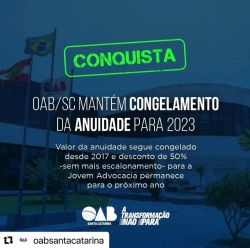 OAB/SC mant�m congelamento da anuidade para 2023