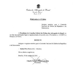Advogado joinvilense � nomeado membro da Comiss�o Nacional de Defesa da Rep�blica e da Democracia do Conselho Federal  da OAB 