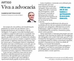 Artigo do presidente Fabricio Bittencourt � publicado no jornal A Not�cia 