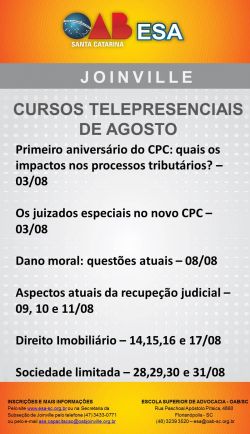 Cursos telepresenciais de agosto de 2017