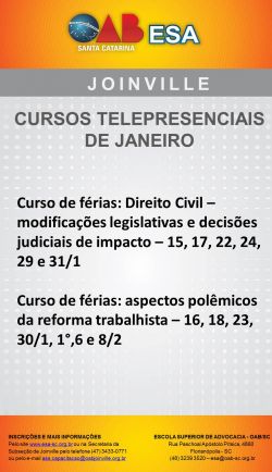 Cursos telepresenciais de janeiro de 2018 