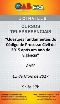 Curso telepresencial: Quest�es fundamentais do C�digo de Processo Civil de 2015 ap�s um ano de vig�ncia 