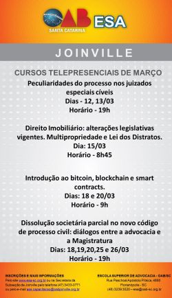Cursos Telepresenciais do m�s de mar�o