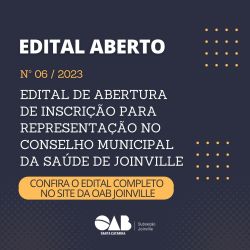 Edital aberto:  inscri��o para representa��o no Conselho Municipal da Sa�de da cidade de Joinville