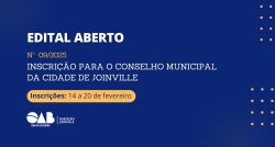 Edital aberto: Inscri��o para o Conselho Municipal da Cidade de Joinville