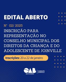 Edital aberto: Inscri��o para o Conselho Municipal dos Direitos da Crian�a e do Adolescente de Joinville