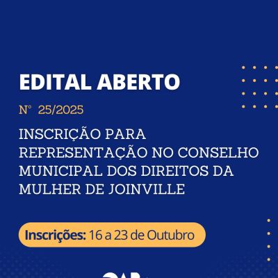 Edital aberto: inscri��o para representa��o no Conselho Municipal dos Direitos da Mulher de Joinville