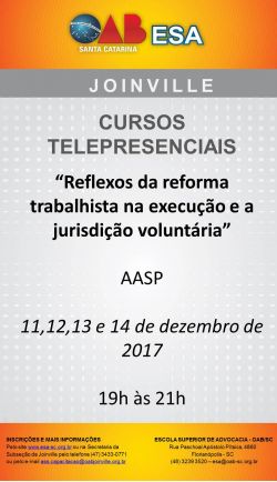 Curso telepresencial de dezembro - Reflexos da reforma trabalhista na execu��o e a jurisdi��o volunt�ria 