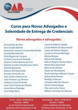 Curso para Novos Advogados e  Solenidade de Entrega de Credenciais