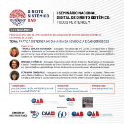 Presidente da Comiss�o de Direito Sist�mico da OAB Joinville representar� a Subse��o no I Semin�rio Nacional Digital de Direito Sist�mico