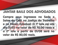 Convites para o Jantar Baile dos Advogados j� est�o sendo vendidos 