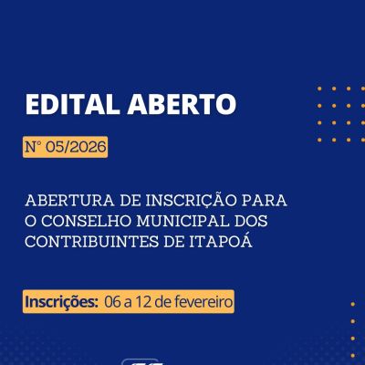 Edital aberto: inscri��o para o Conselho Municipal dos Contribuintes de Itapo�