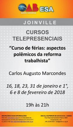 Curso telepresencial de janeiro - Aspectos pol�micos da Reforma Trabalhista 