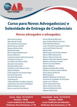 Curso para Novos Advogados(as) e Solenidade de Entrega de Credenciais