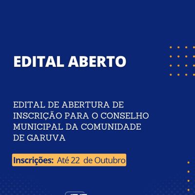 Edital aberto: inscri��o para o Conselho Municipal da Comunidade de Garuva