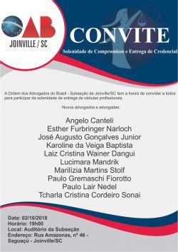 Entrega de Credenciais para novos (as) advogados (as) outubro 2018