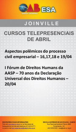 Cursos telepresenciais de abril de 2018 